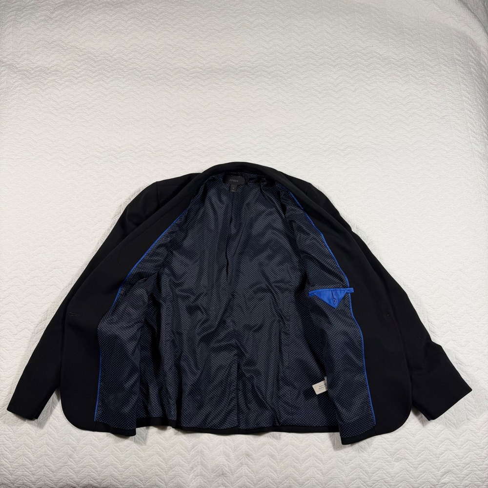 J. Crew Black Blazer Women's Size 14 Shawl Collar Single Button Wool Blend - Picture 3 of 11